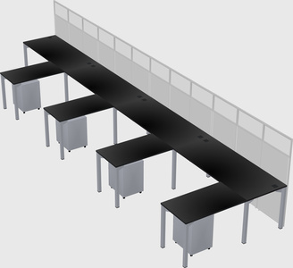Shared l-shaped cubicle