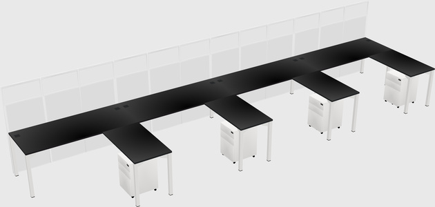Shared l-shaped cubicle