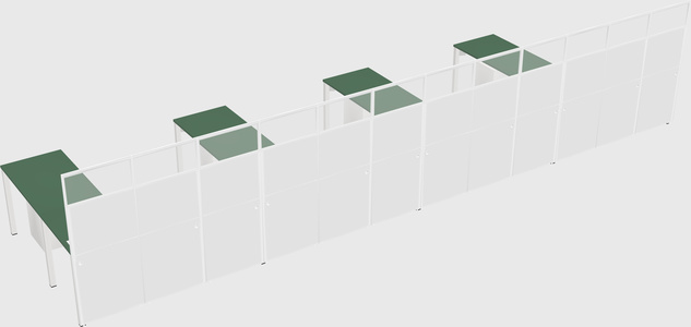 Shared l-shaped cubicle