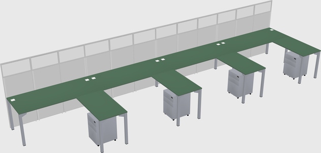 Shared l-shaped cubicle