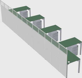 Shared l-shaped cubicle