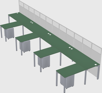 Shared l-shaped cubicle