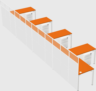 Shared l-shaped cubicle