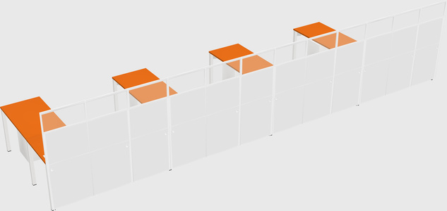 Shared l-shaped cubicle