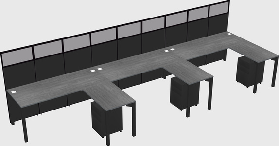 Shared l-shaped cubicle