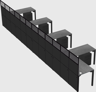 Shared l-shaped cubicle