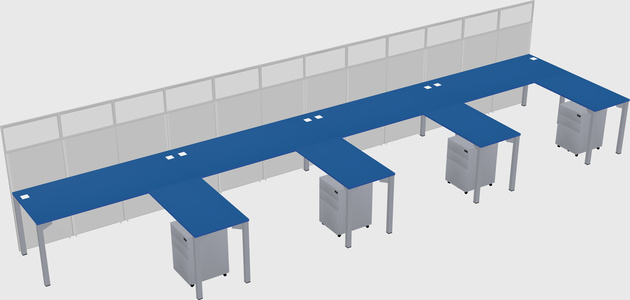 Shared l-shaped cubicle