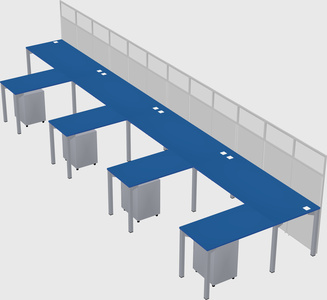Shared l-shaped cubicle