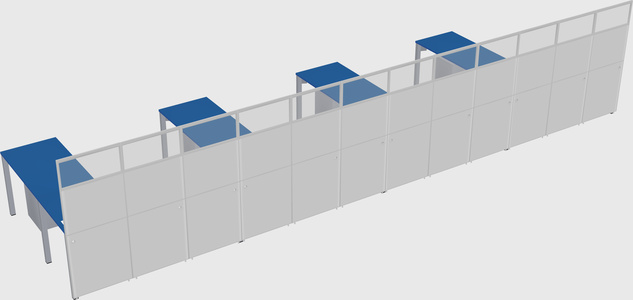 Shared l-shaped cubicle