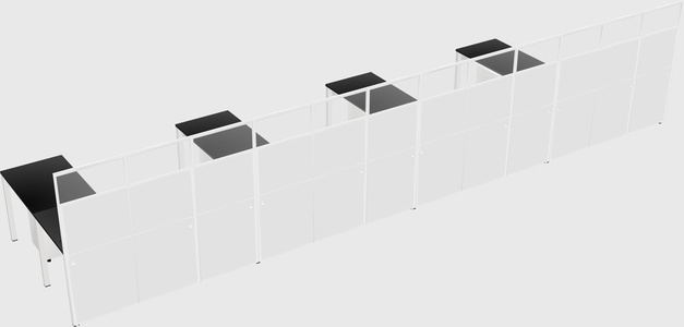 Shared l-shaped cubicle