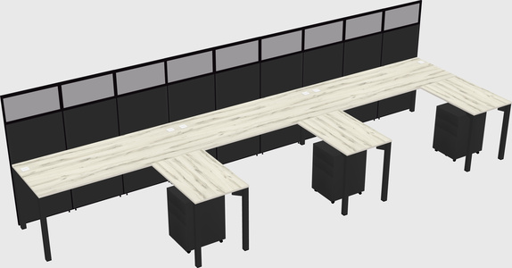 Shared l-shaped cubicle