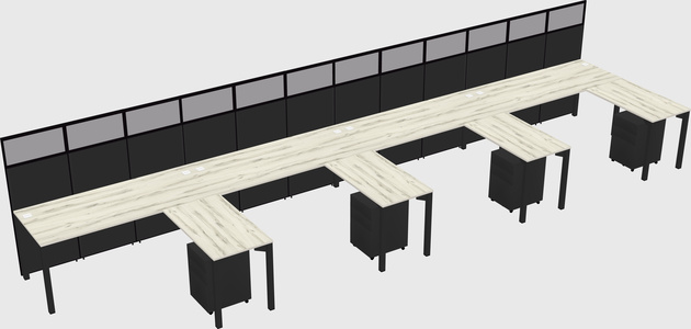 Shared l-shaped cubicle