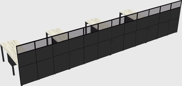 Shared l-shaped cubicle