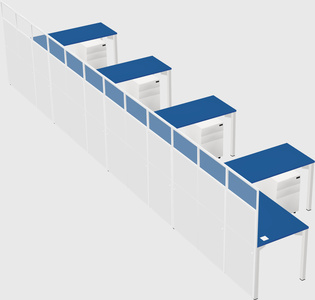 Shared l-shaped cubicle