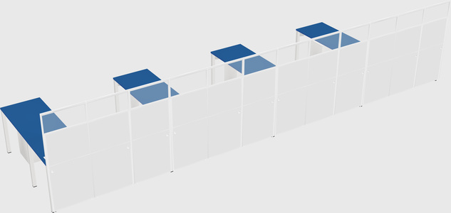 Shared l-shaped cubicle