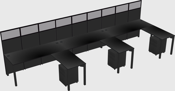 Shared l-shaped cubicle
