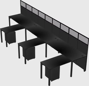 Shared l-shaped cubicle