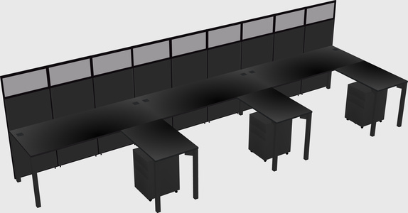 Shared l-shaped cubicle