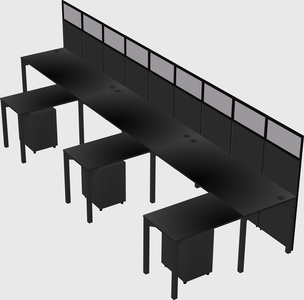 Shared l-shaped cubicle
