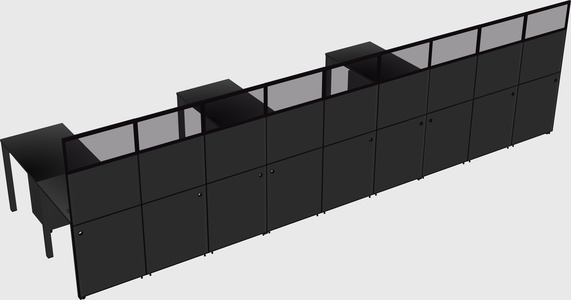 Shared l-shaped cubicle