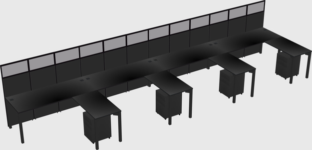 Shared l-shaped cubicle
