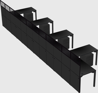 Shared l-shaped cubicle