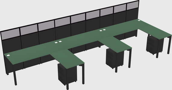 Shared l-shaped cubicle