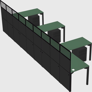 Shared l-shaped cubicle