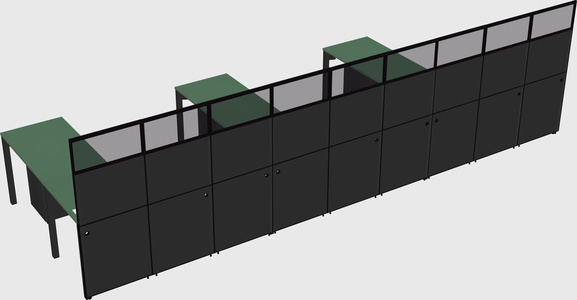 Shared l-shaped cubicle