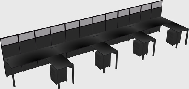 Shared l-shaped cubicle
