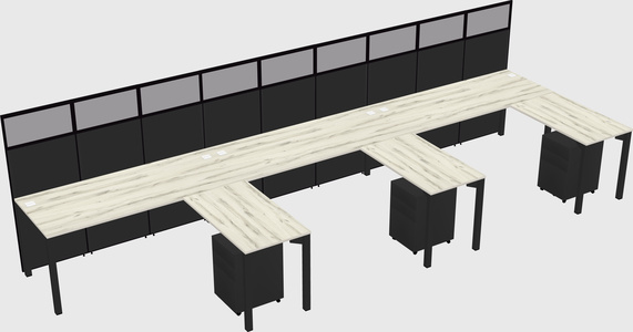 Shared l-shaped cubicle