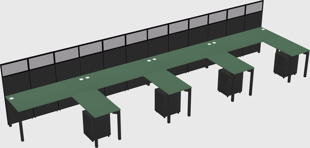 Shared l-shaped cubicle