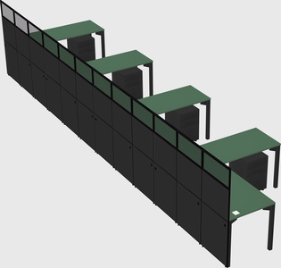 Shared l-shaped cubicle
