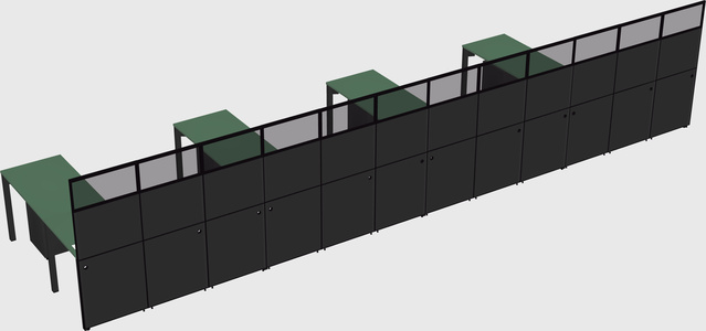 Shared l-shaped cubicle