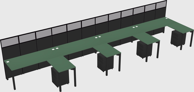 Shared l-shaped cubicle