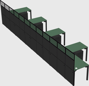 Shared l-shaped cubicle
