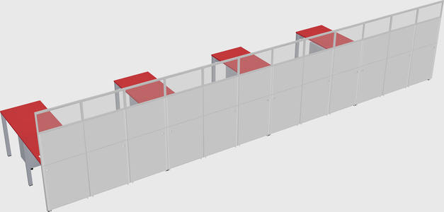 Shared l-shaped cubicle