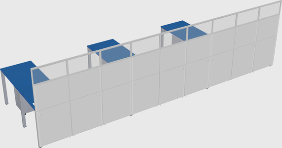 Shared l-shaped cubicle