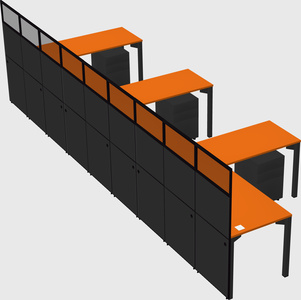 Shared l-shaped cubicle