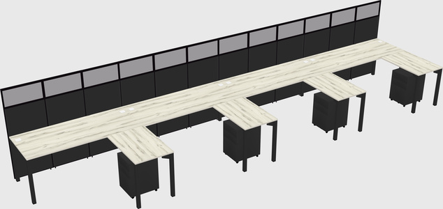 Shared l-shaped cubicle