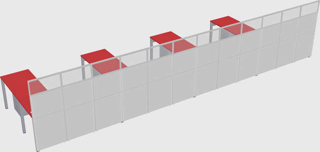 Shared l-shaped cubicle