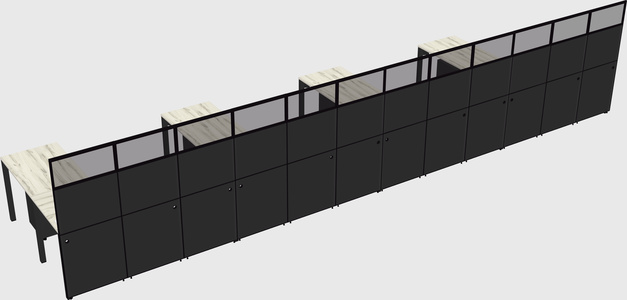Shared l-shaped cubicle