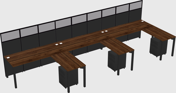 Shared l-shaped cubicle