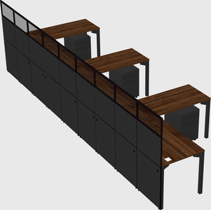 Shared l-shaped cubicle