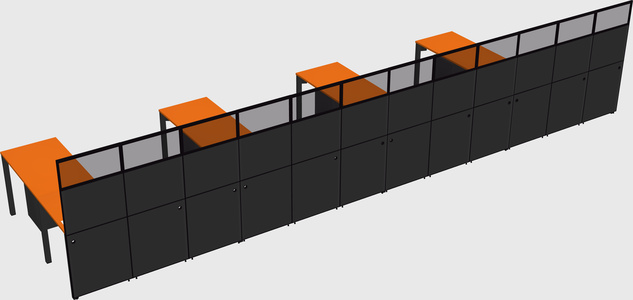 Shared l-shaped cubicle