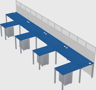 Shared l-shaped cubicle