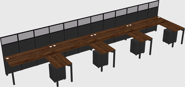 Shared l-shaped cubicle