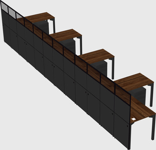 Shared l-shaped cubicle