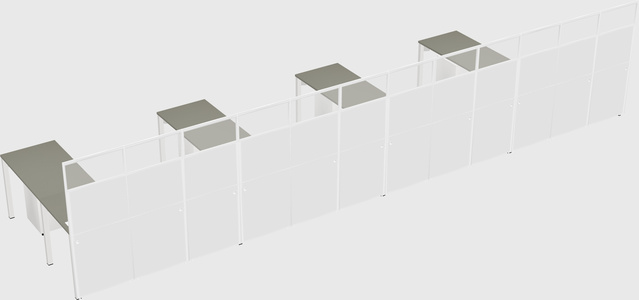 Shared l-shaped cubicle