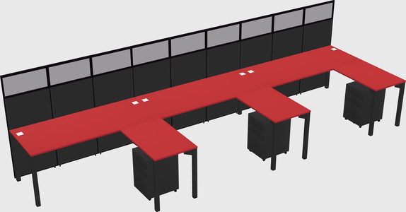 Shared l-shaped cubicle